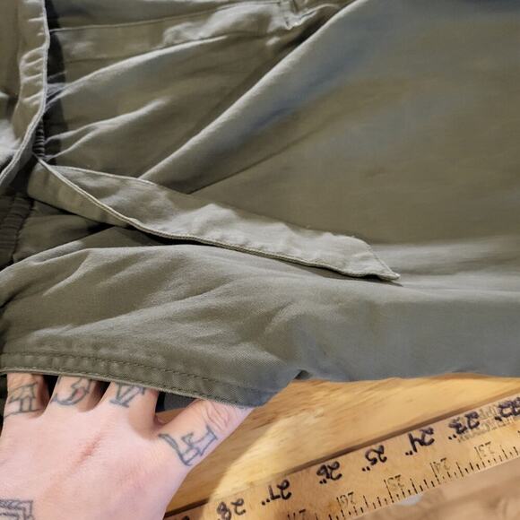 A.N.A 2X Army Green Short Sleeve Jumpsuit Button Collared Pockets Cotton - Picture 9 of 14